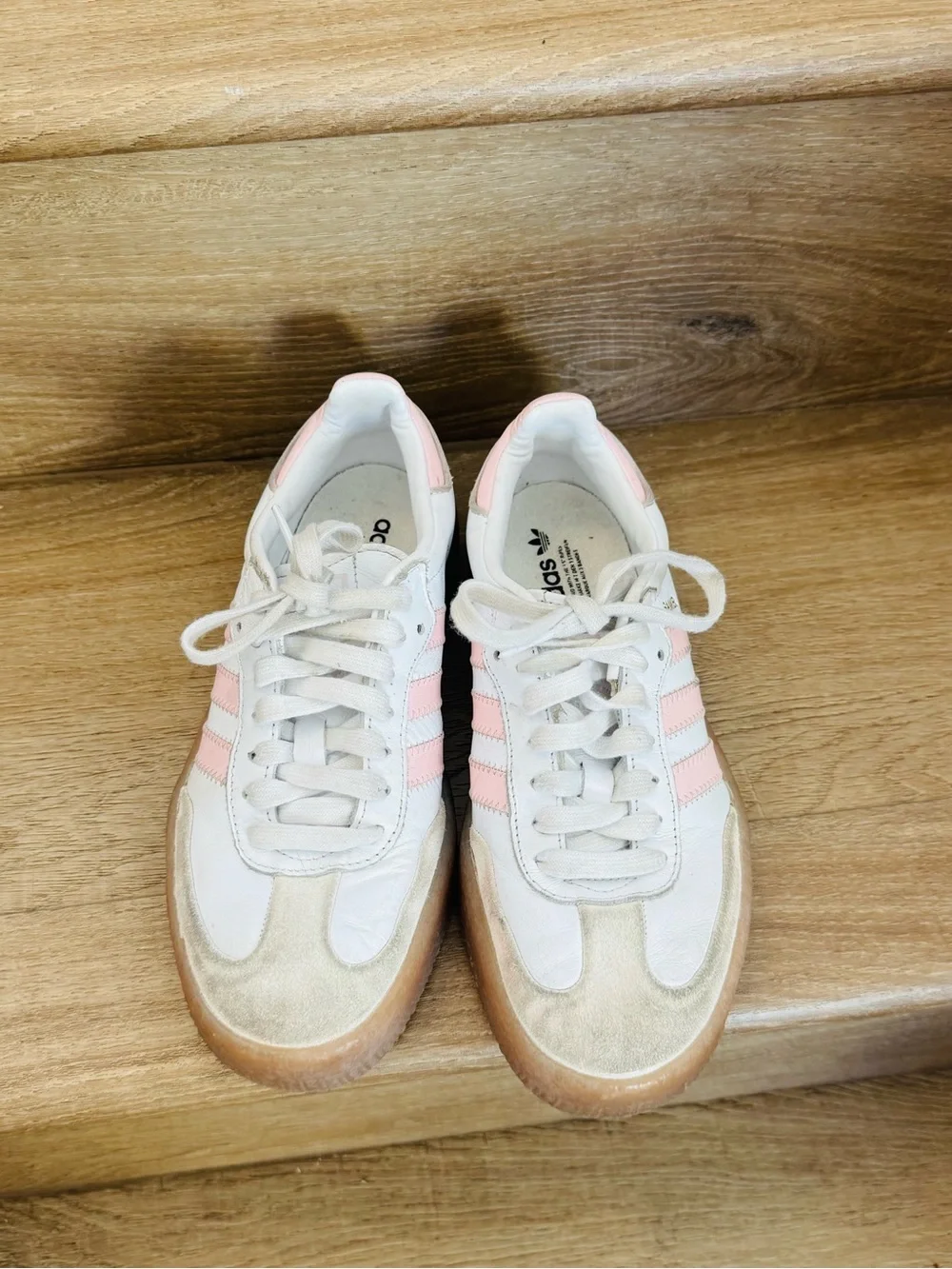adidas Kids White and Pink Samba Sneakers
